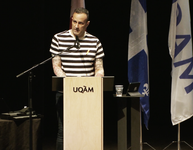 robb johannes gives TED-style talk at Université du Québec à Montréal